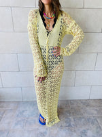 Yellow Cross Crochet Dress