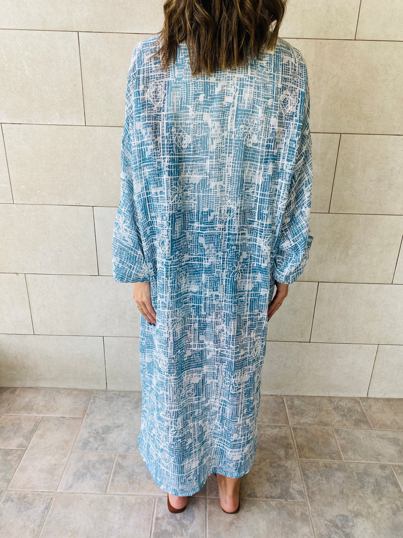 Blue Luxe Embroidery Kimono